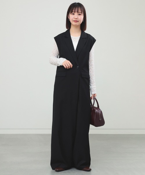 Ray BEAMS テイラードカラーサロペット　サイズ0 ブラック　美品 Ray BEAMS サロペット オーバーオール テーラードカラー