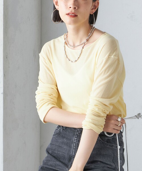 tシャツ 「手洗い可能」シアー ストレッチ クルーネック プルオーバー レディース SHIPS tシャツ 「手洗い可能」シアー ストレッチ クルーネック