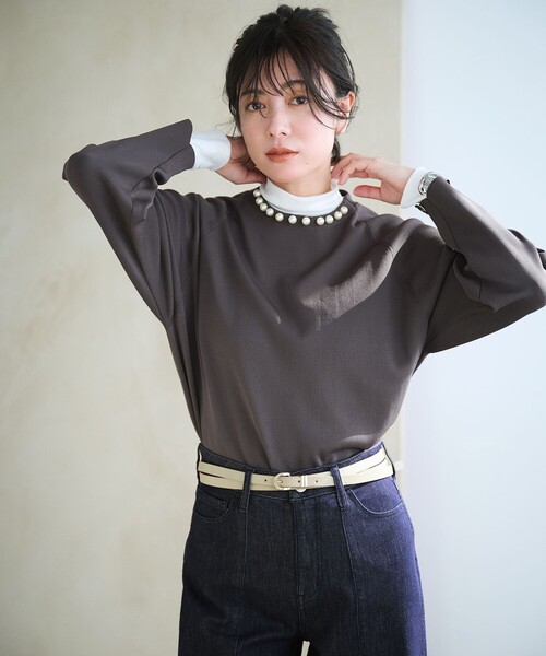tシャツ ベアテレコボトルネック カットソー レディース 自由区 tシャツ ベアテレコボトルネック カットソー レディース