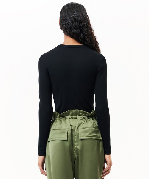 LACOSTE tシャツ ワンポイントリブニットスリムセーター