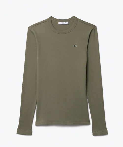 tシャツ ワンポイントリブニットスリムセーター レディース LACOSTE tシャツ ワンポイントリブニットスリムセーター