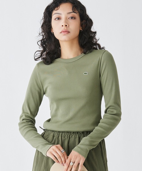 tシャツ ワンポイントリブニットスリムセーター レディース