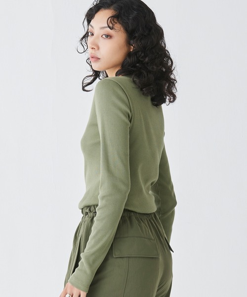 tシャツ ワンポイントリブニットスリムセーター レディース LACOSTE tシャツ ワンポイントリブニットスリムセーター
