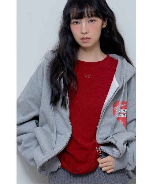 パーカー A'GEM/9 × .kom 「 FANCY CLUB/ファンシークラブ」 CRIMSON HEART HOOD ZIP-UP/クリムソンハ