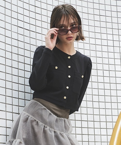 And Couture ポンチノーカラー長袖ジャケット レディース