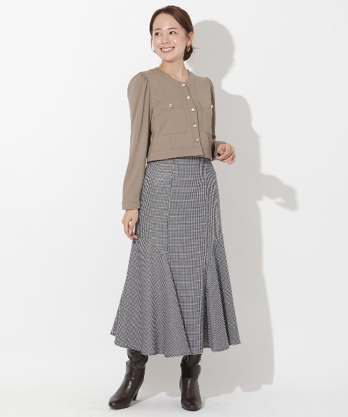 ポンチノーカラー長袖ジャケット レディース And Couture ポンチノーカラー長袖ジャケット レディース