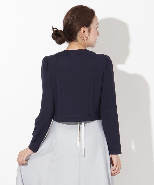 ポンチノーカラー長袖ジャケット レディース And Couture ポンチノーカラー長袖ジャケット レディース