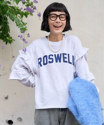 FREAK'S STORE トレーナー スウェット リメイク風 袖フリル ロゴ