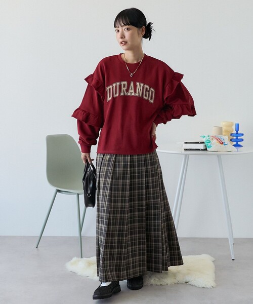 trois フリル付きグレー トレーナー forksy.】マルチウェイフリルスウェットプルオーバー（Tシャツ