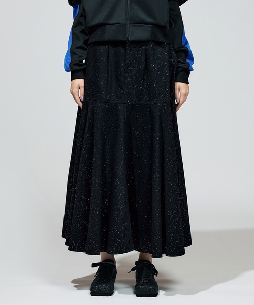 スカート NON TOKYO RIB TIGHT SKIRT D.BLACK NON TOKYO（ノントーキョー） ロング スカート LAME DENIM FLARE SKIRT