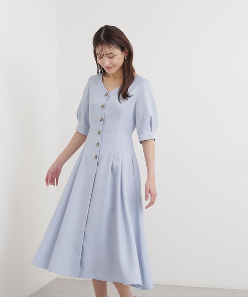 NATURAL BEAUTY BASIC」 7分袖ワンピース SMALL ブルー レディース 