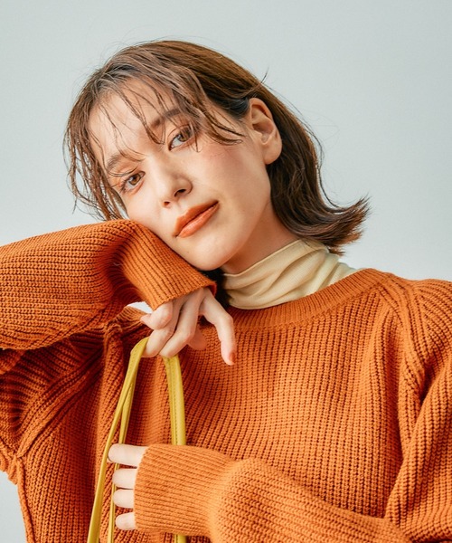 STONE  オレンジ リブ編みセーター アーバンリサーチドアーズ オレンジ Vネック リブ編み セーター - メルカリ