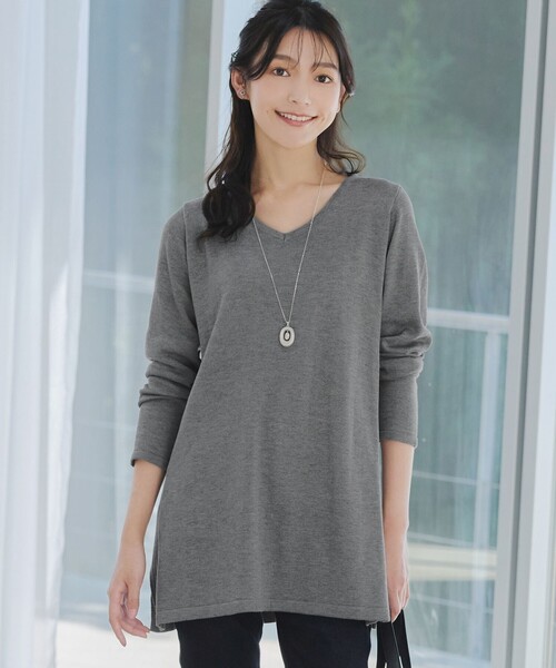 Tiaclasse ニット 「大きいサイズ」カシミヤ混ニットチュニック 