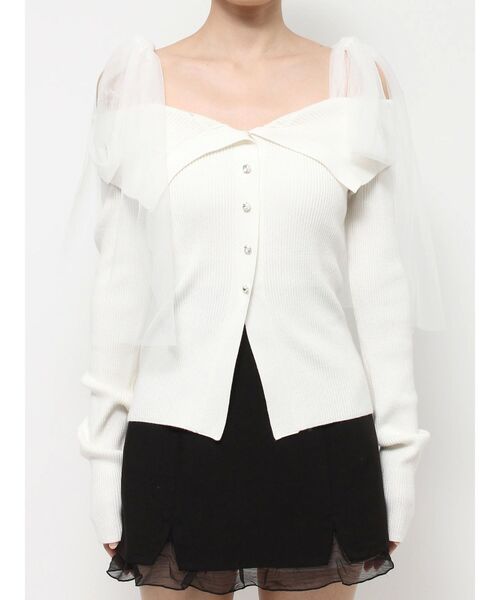 ニット セーター チュールリボンニットTOP レディース EATME ニット セーター チュールリボンニットTOP レディース