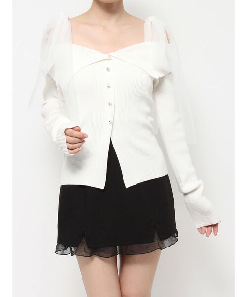 ニット セーター チュールリボンニットTOP レディース EATME ニット セーター チュールリボンニットTOP レディース