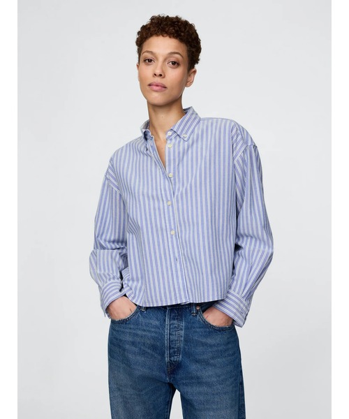 GAP ブラウス シャツ オーガニックコットン ポプリン クロップド