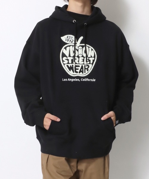 パーカー 2025SS VISION STREET WEAR/ヴィジョンストリートウエア オーバーサイズ アップルロゴ サガラ刺繍 プルオーバースウェ VISION STREET WEAR パーカー 2025SS WEAR/ヴィジョンストリート