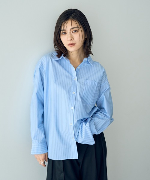 YECCA VECCA ブラウス シャツ イージーケアオーバーシャツ