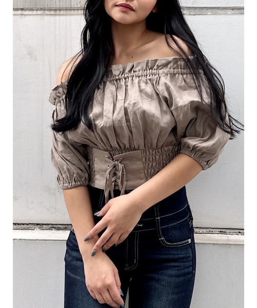 GYDA - コルセットオフショルトップス GYDA（ジェイダ）の「コルセットオフショルTOPS（シャツ