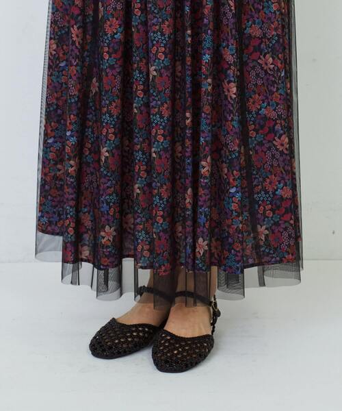 【 ADIEU TRISTESSE 】リバティ　花柄　ロング　スカート　青　美品 ADIEU TRISTESSE 】リバティ 花柄 ロング スカート 青 美品
