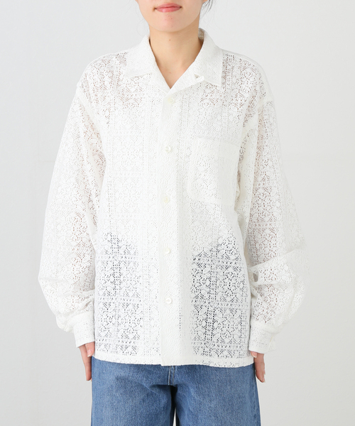 ブラウス シャツ 「JANE SMITH/ジェーンスミス」COTTON POLYESTER BLOCK LACE O：シャツ レディース JANESMITH ブラウス シャツ 「JANE SMITH/ジェーンスミス
