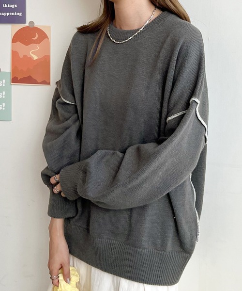 「Futier land」 長袖ニット FREE ネイビー レディース_画像8