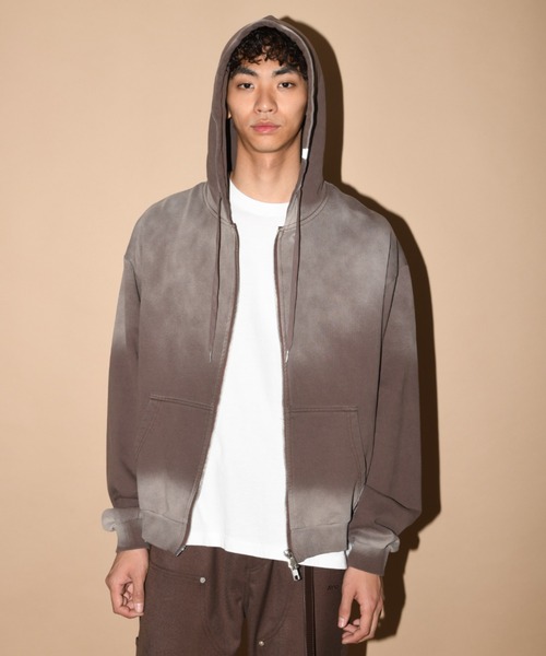 SUPERTHANKS（スーパーサンクス） パーカー オーバーダイ加工ジップ