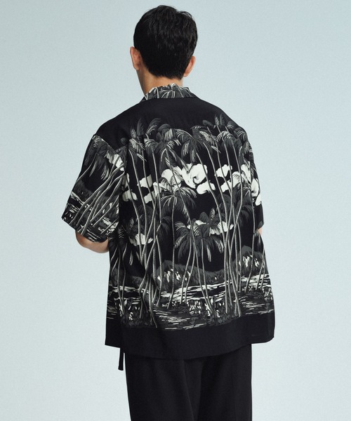 ADAM ET ROPE' シャツ 「BLACK/WHITE」ボックスシルエット
