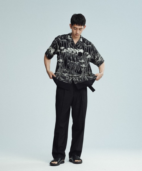 ADAM ET ROPE' シャツ 「BLACK/WHITE」ボックスシルエット