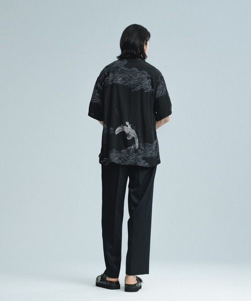 Adam et Rope&#39; - アダムエロペ　シルエットシャツ ADAM ET ROPE' シャツ 「BLACK/WHITE」ボックスシルエット