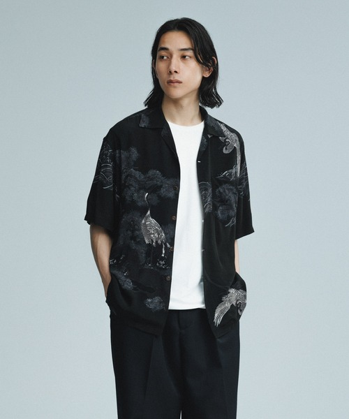 Adam et Rope' - アダムエロペ　シルエットシャツ ADAM ET ROPE' シャツ 「BLACK/WHITE」ボックスシルエット