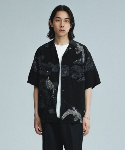 ADAM ET ROPE' シャツ 「BLACK/WHITE」ボックスシルエット