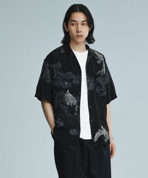 定価16500円 ADAM ET ROPE' ラミー オーバーサイズシャツ 黒 ADAM ET ROPÉ HOMME(アダム エ ロペ オム) / 超軽量 オーバー
