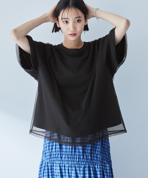 アルベロベロ　チュール 半袖Tシャツ 黒 美品 ○黒菟華 AL-758011 -92 KUROTOKA 『カラス黒兎華』半袖Tシャツ