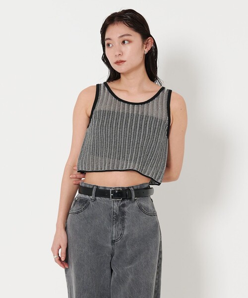 タンクトップ ノースリーブ 「MARW UNITED ARROWS」ミックス ニット タンクトップ レディース