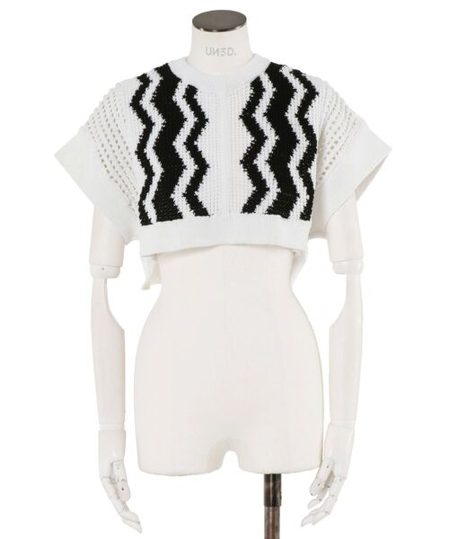 ニット セーター CROCHET WAVE TOP / クロシェウェーブトップ レディース UN3D. ニット セーター CROCHET WAVE TOP / クロシェウェーブ
