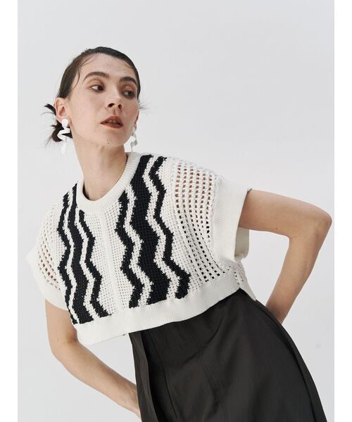 ニット セーター CROCHET WAVE TOP / クロシェウェーブトップ レディース
