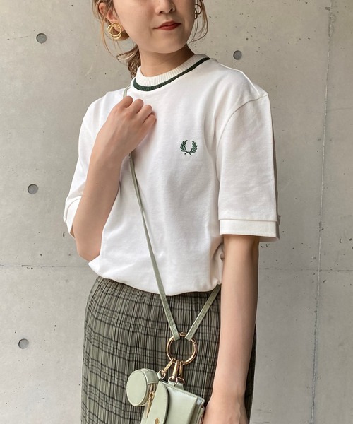 「FRED PERRY」 半袖カットソー SMALL ホワイト レディース