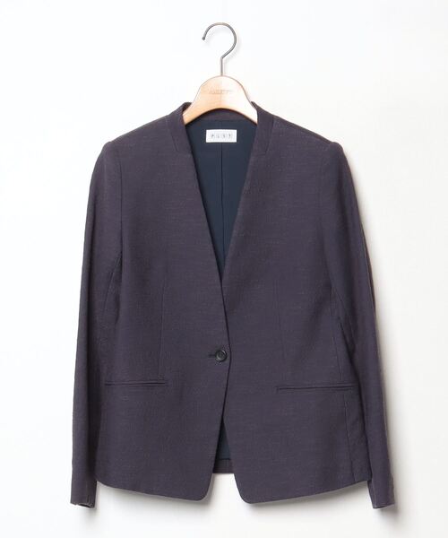 新品 プラステ ノーカラージャケット Mサイズ ネイビー PLST 「PLST」 ノーカラージャケット M ネイビー レディース