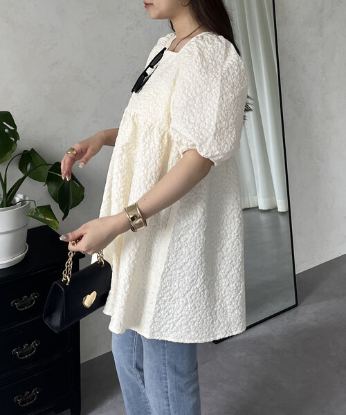 「prose verse」 半袖チュニック MEDIUM ブラック レディース