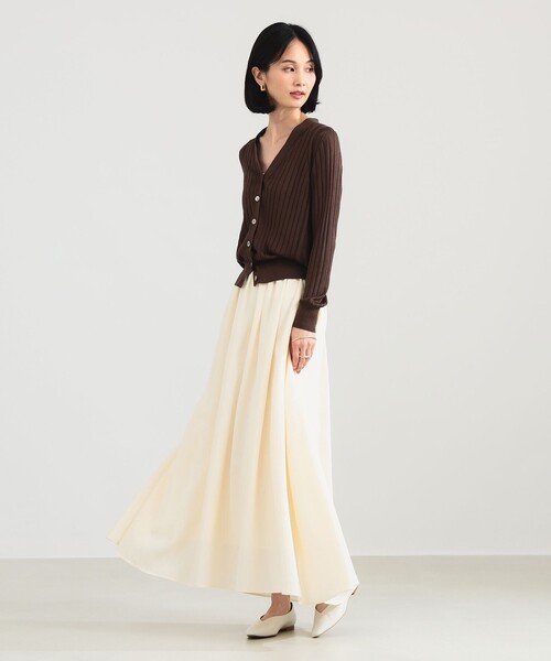 BEAMS Demi-Luxe 新品　ベージュ サイズ36 スカート Demi-Luxe BEAMS（デミルクス ビームス）ラウンドヘム サテン