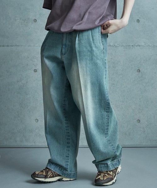 フューズ（FUSE）/セミワイドデニムタックパンツ FUSE（フューズ） ジーンズ セミワイドデニムタックパンツ メンズ