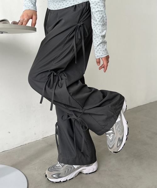 CLEA カーゴパンツ サイドリボンナイロンカーゴパンツ レディース