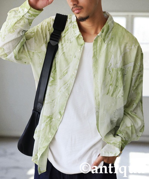 antiqua（アンティカ） ブラウス シャツ マーブル柄シャツ レディース