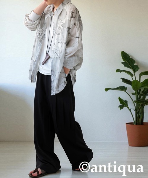 antiqua（アンティカ） ブラウス シャツ マーブル柄シャツ レディース