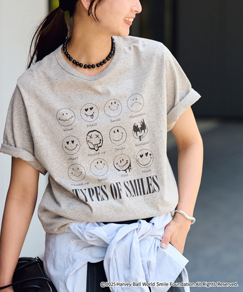 tシャツ OUT OF FRAMe 8812melangeTシャツ  SMILE レディース