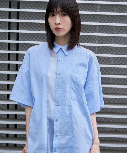Nora Lily シャツ 「Nora Lily」See-through Parts Switch S/S