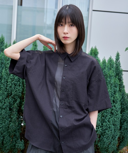 Nora Lily シャツ 「Nora Lily」See-through Parts Switch S/S