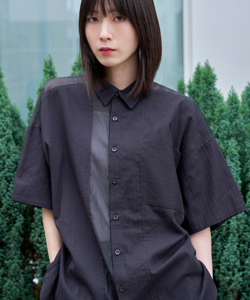 Nora Lily シャツ 「Nora Lily」See-through Parts Switch S/S
