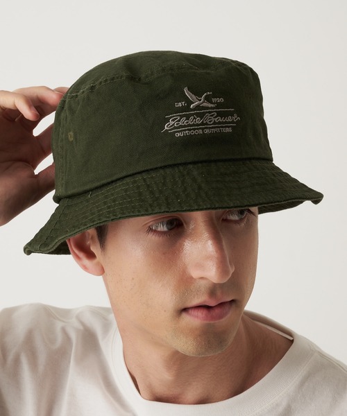 Eddie Bauer 帽子 ハット コットンツイル ロゴ バケットハット メンズ